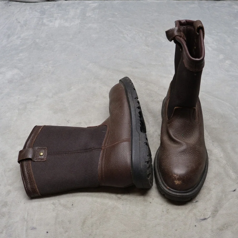 Hermand Survivors Mens 8.5 Work Boots Brown Bay II Leather Safety Toe Utility
